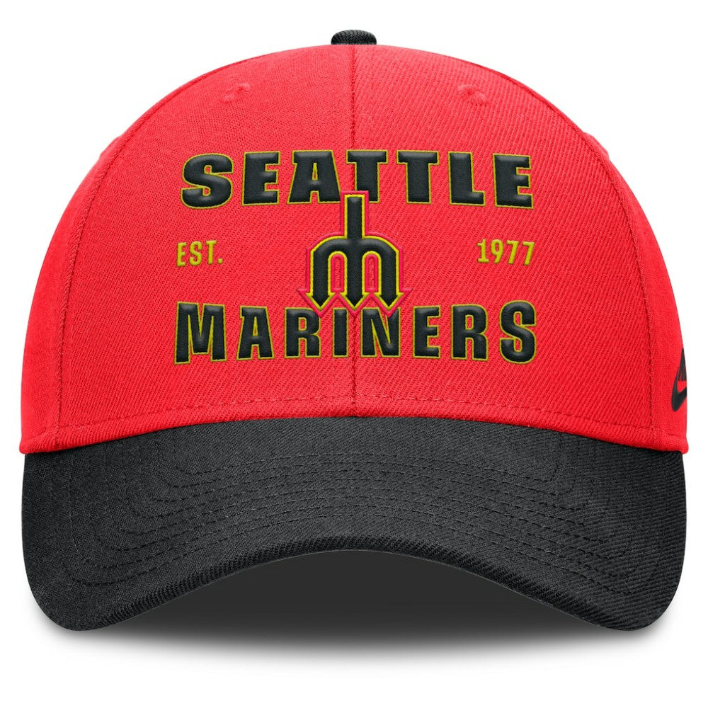 Seattle Mariners Neon 90s Rise Adjustable Hat Crimson/Black | Nike