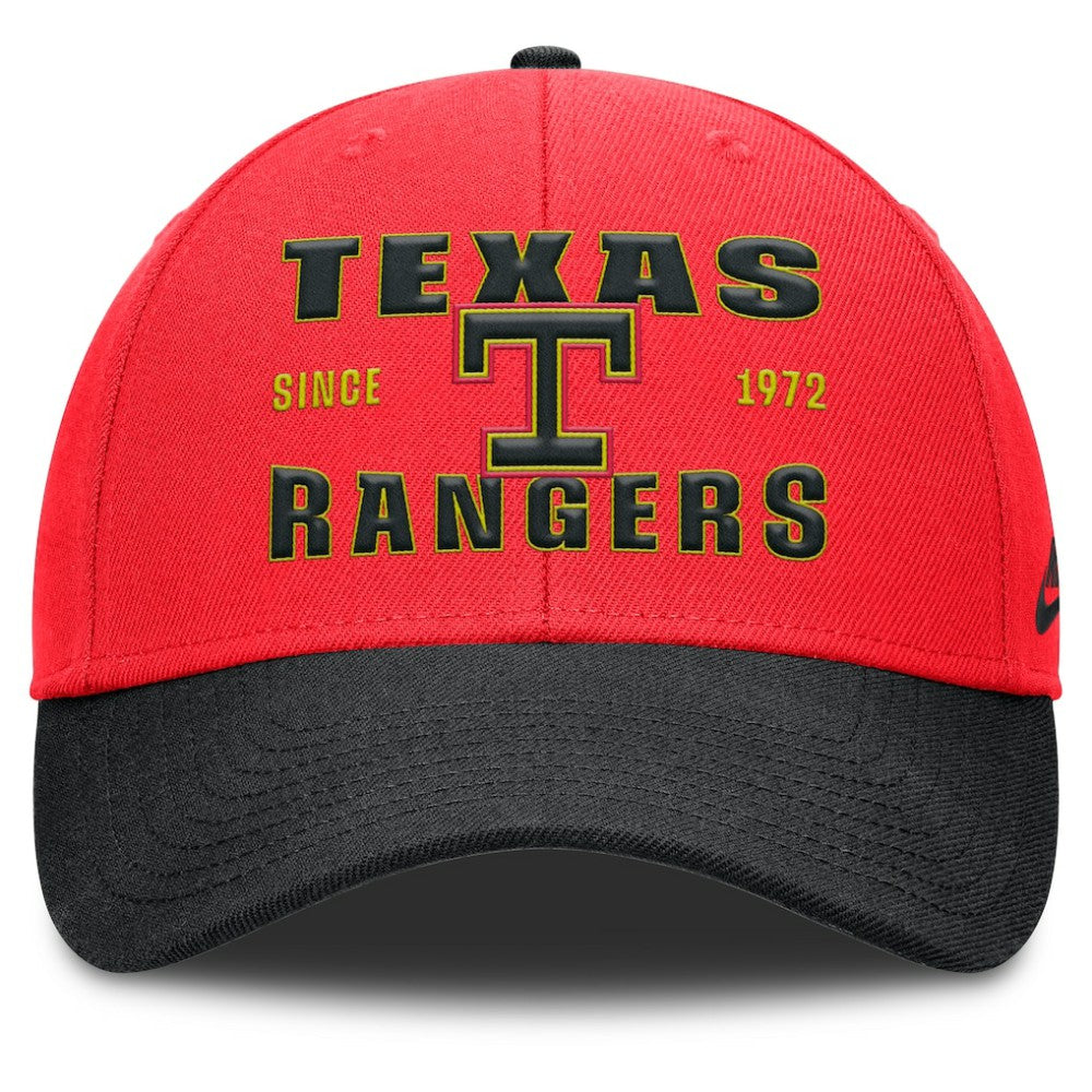 Texas Rangers Neon 90s Rise Adjustable Hat Crimson/Black | Nike