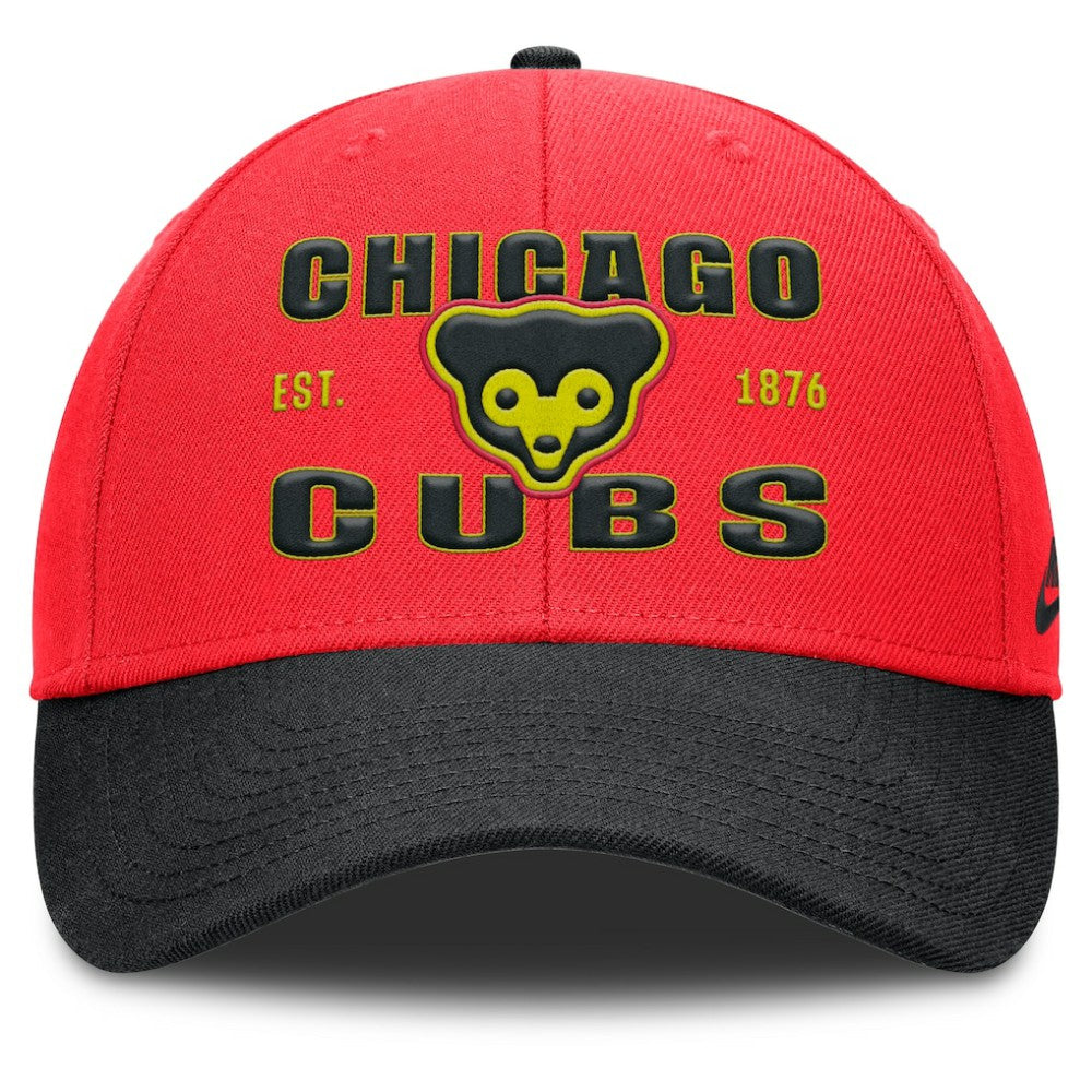 Chicago Cubs Neon 90s Rise Adjustable Hat Crimson/Black | Nike