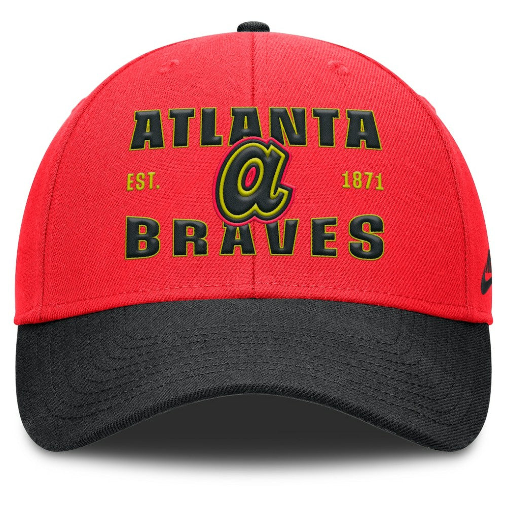 Atlanta Braves Neon 90s Rise Adjustable Hat Crimson/Black | Nike