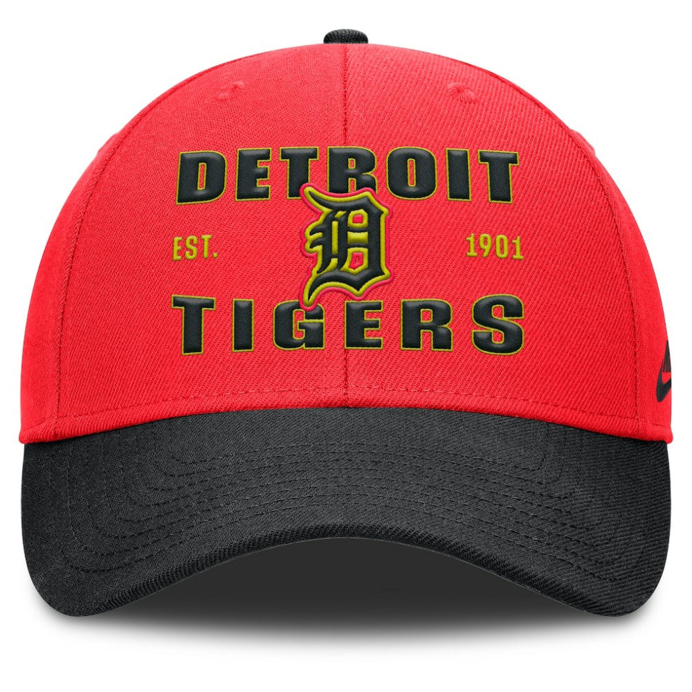Detroit Tigers Neon 90s Rise Adjustable Hat Crimson/Black | Nike