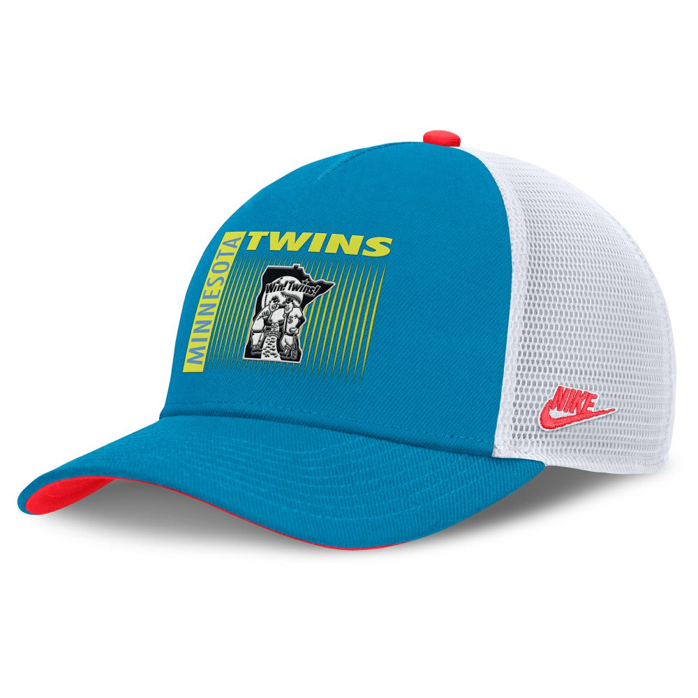 Minnesota Twins Neon 90s Rise Structured Performance Adjustable Trucker Hat Teal | Nike