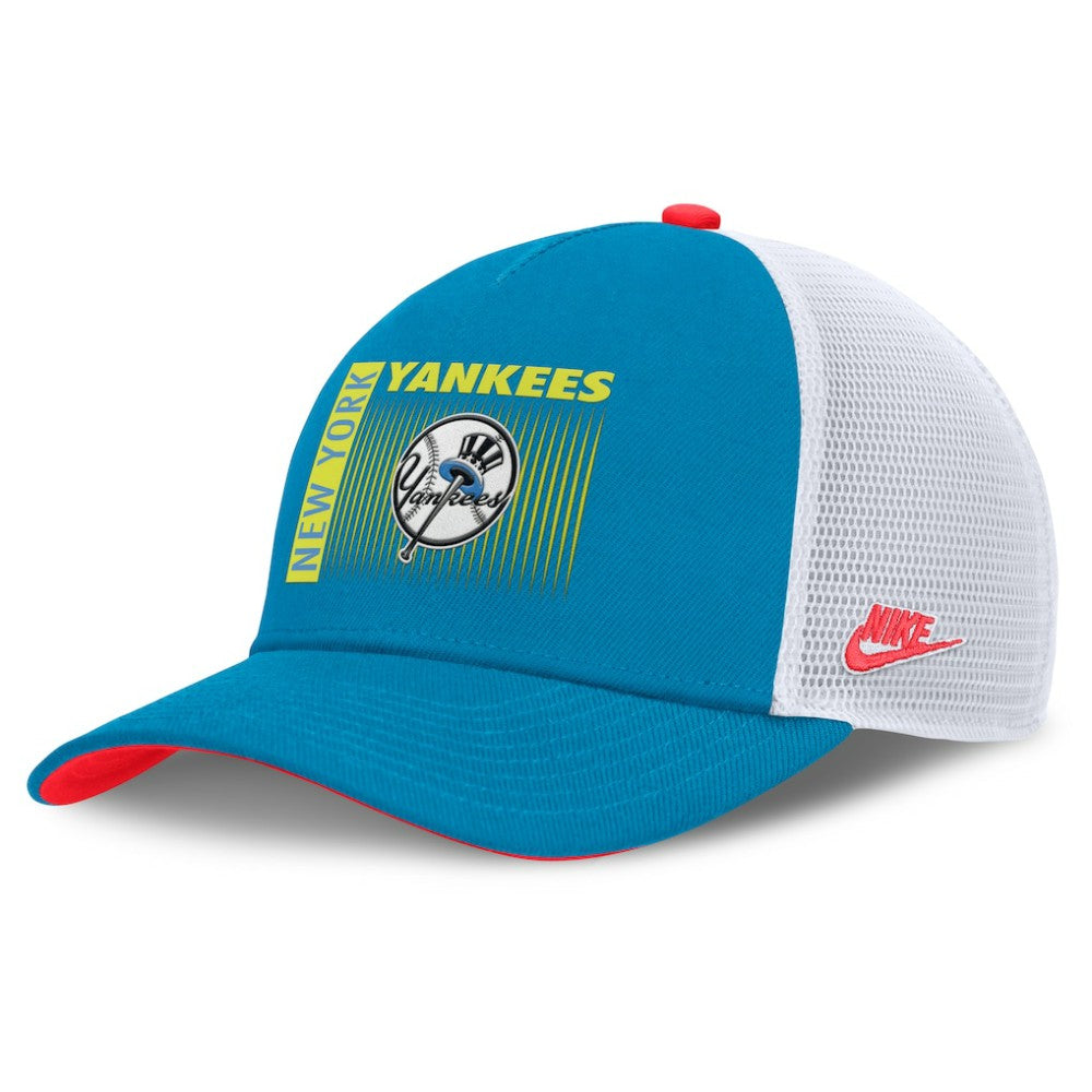 New York Yankees Neon 90s Rise Structured Performance Adjustable Trucker Hat Blue | Nike
