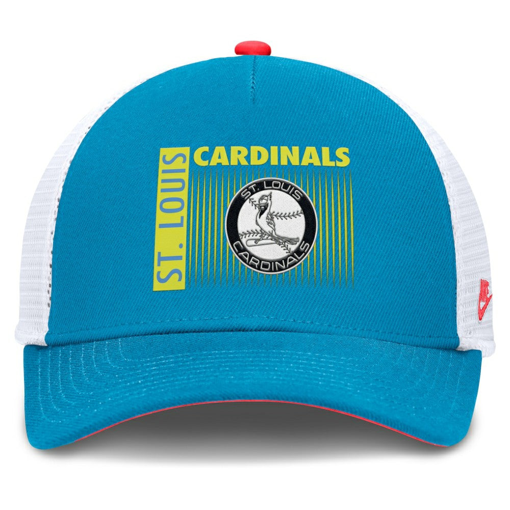 St. Louis Cardinals Neon 90s Rise Structured Performance Adjustable Trucker Hat Teal | Nike