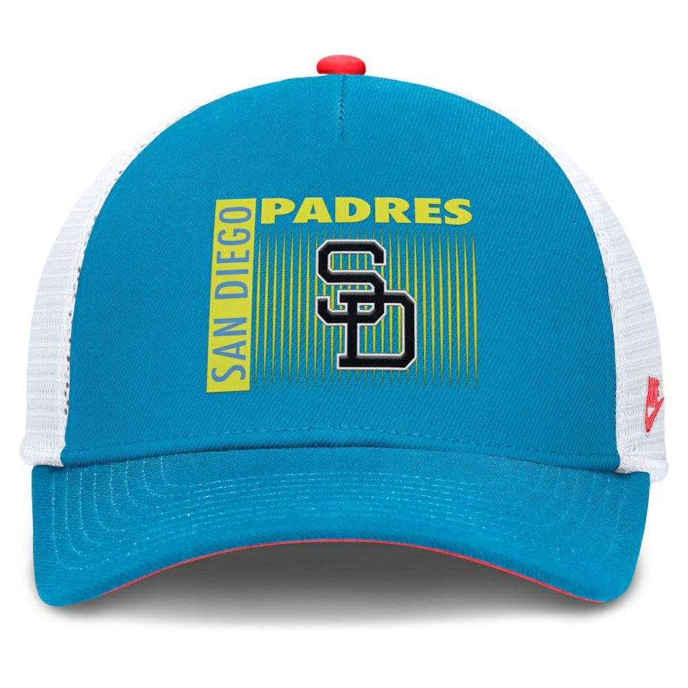 San Diego Padres Neon 90s Rise Structured Performance Adjustable Trucker Hat Teal | Nike