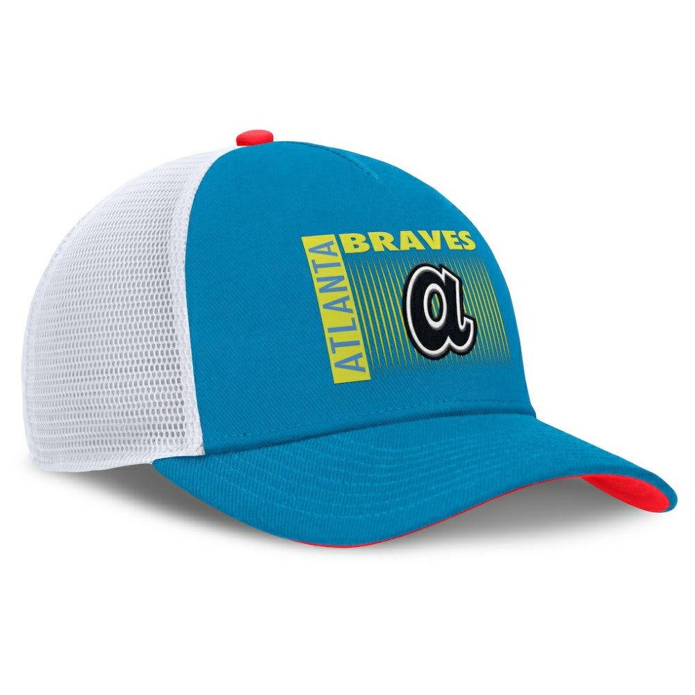 Atlanta Braves Neon 90s Rise Structured Performance Adjustable Trucker Hat Teal | Nike