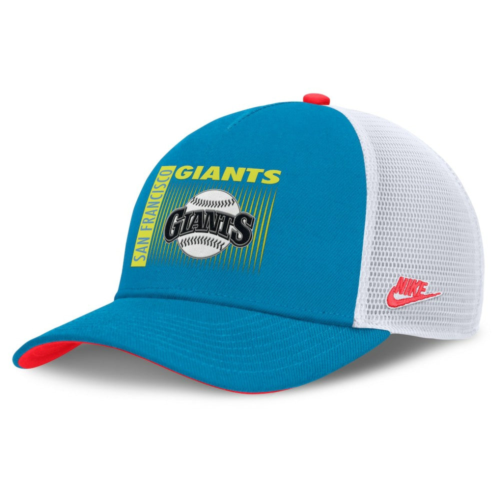 San Francisco Giants Neon 90s Rise Structured Performance Adjustable Trucker Hat Blue | Nike
