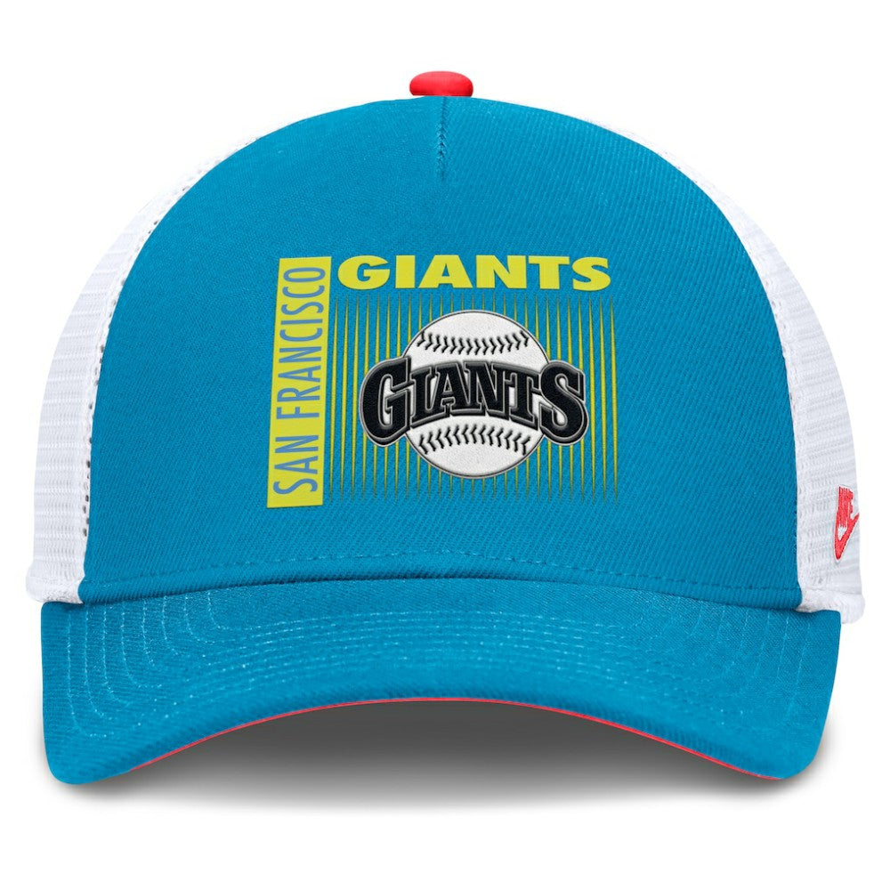 San Francisco Giants Neon 90s Rise Structured Performance Adjustable Trucker Hat Blue | Nike