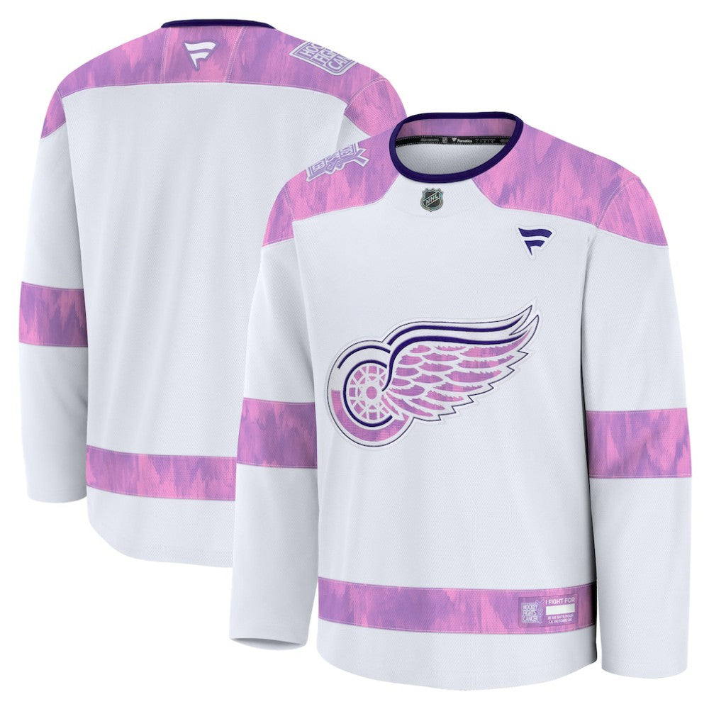 Detroit Red Wings Fanatics 2024 Hockey Fights Cancer Practice Jersey White