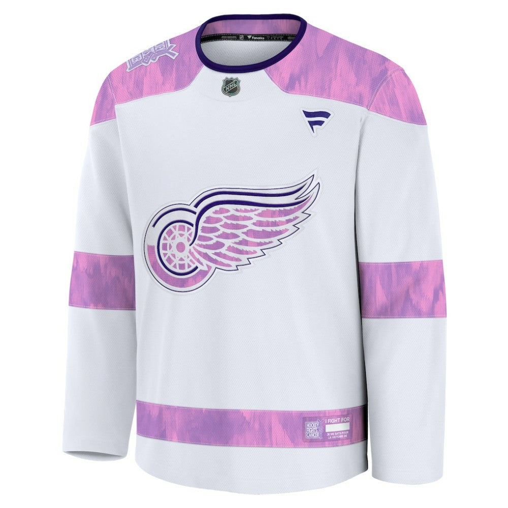 Detroit Red Wings Fanatics 2024 Hockey Fights Cancer Practice Jersey White