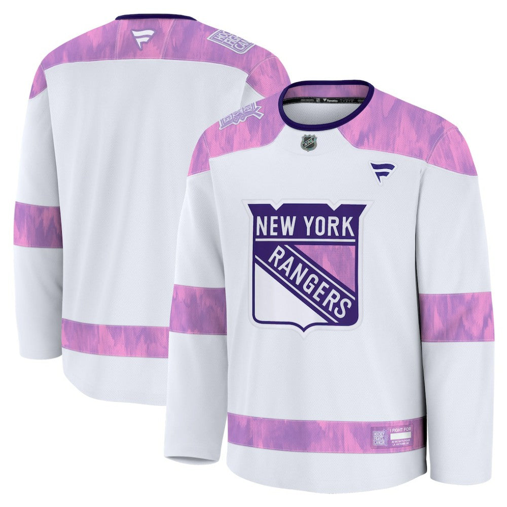 New York Rangers Fanatics 2024 Hockey Fights Cancer Practice Jersey White
