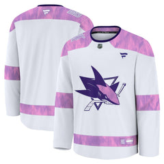 San Jose Sharks Fanatics 2024 Hockey Fights Cancer Practice Jersey White