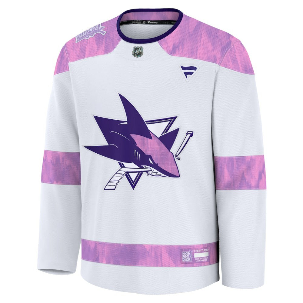San Jose Sharks Fanatics 2024 Hockey Fights Cancer Practice Jersey White