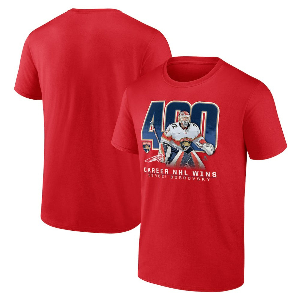 Sergei Bobrovsky Florida Panthers 400 Career Wins T-Shirt Red