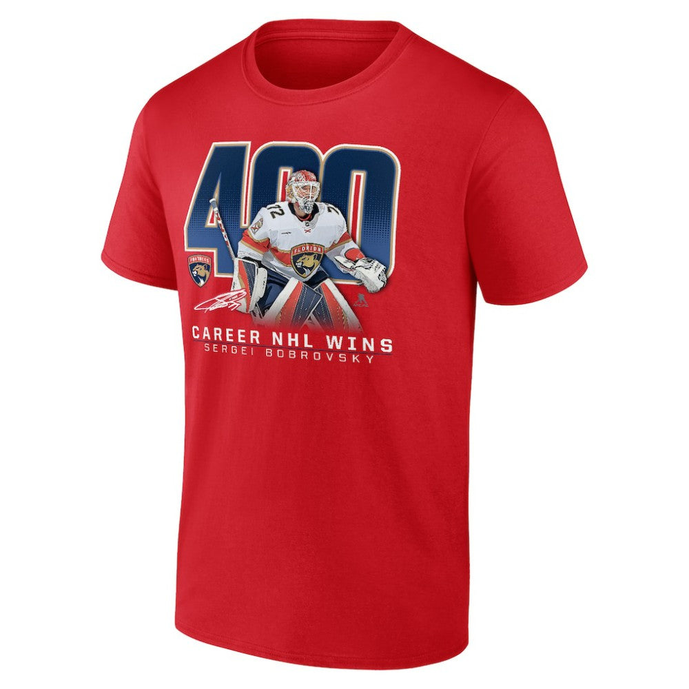 Sergei Bobrovsky Florida Panthers 400 Career Wins T-Shirt Red