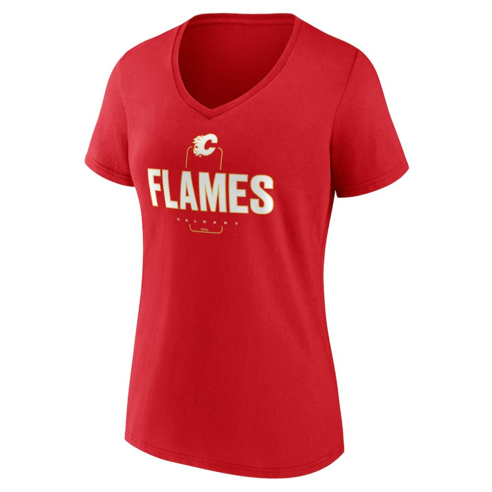 Calgary Flames Women's Personalized Name & Number Midfielder V-Neck T-Shirt Red