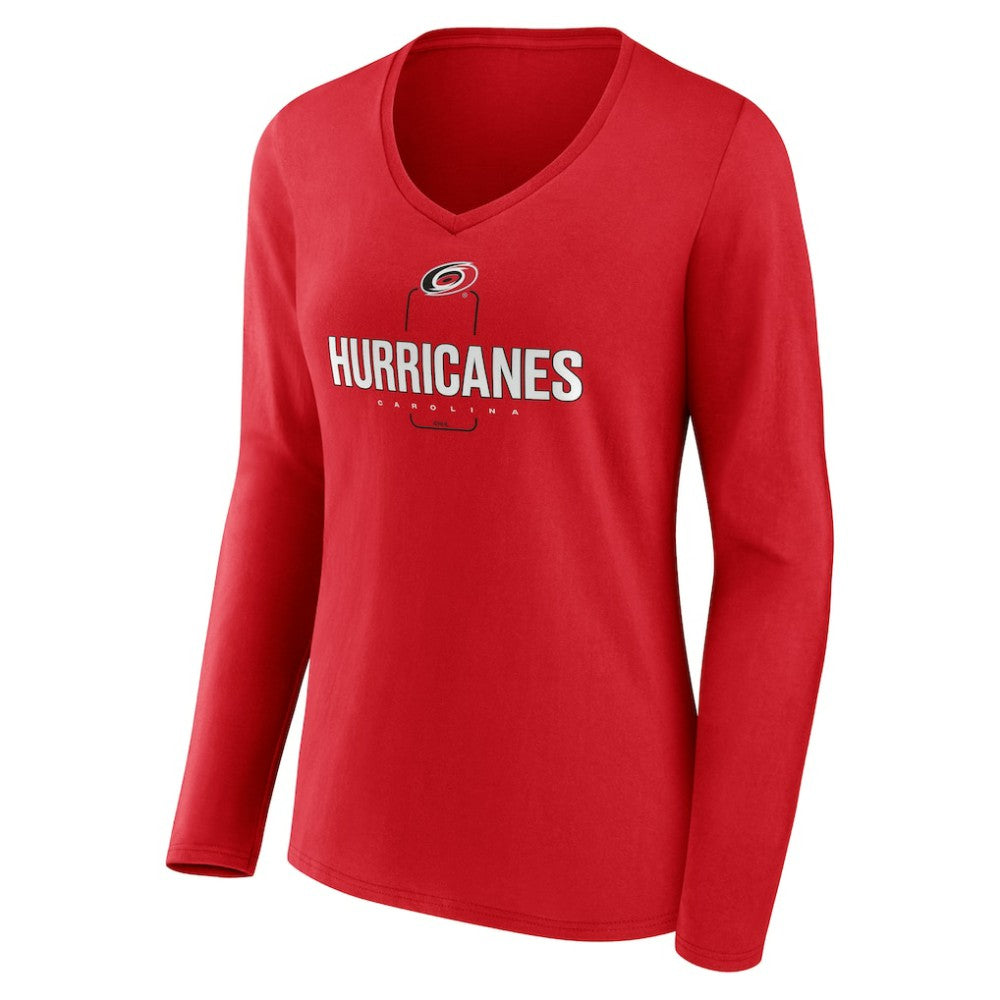 Carolina Hurricanes Women's Personalized Name & Number Midfielder Long Sleeve V-Neck T-Shirt Red