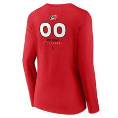 Carolina Hurricanes Women's Personalized Name & Number Midfielder Long Sleeve V-Neck T-Shirt Red