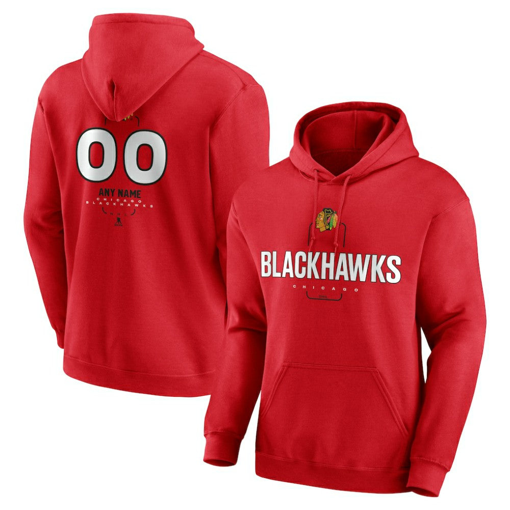 Chicago Blackhawks Personalized Name & Number Midfielder Pullover Hoodie Red