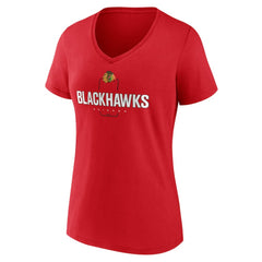 Chicago Blackhawks Women's Personalized Name & Number Midfielder V-Neck T-Shirt Red