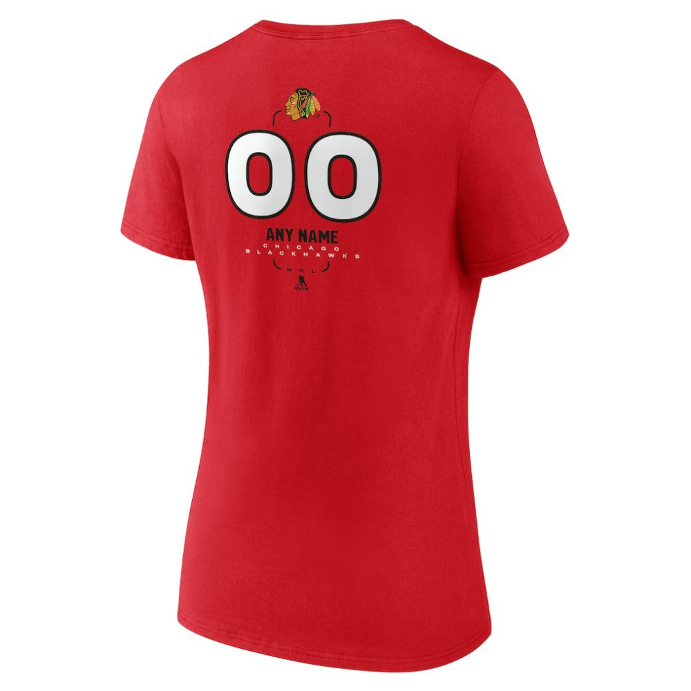 Chicago Blackhawks Women's Personalized Name & Number Midfielder V-Neck T-Shirt Red
