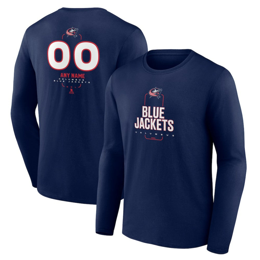 Columbus Blue Jackets Personalized Name & Number Midfielder Long Sleeve T-Shirt Navy