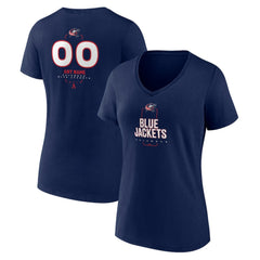 Columbus Blue Jackets Women's Personalized Name & Number Midfielder V-Neck T-Shirt Navy