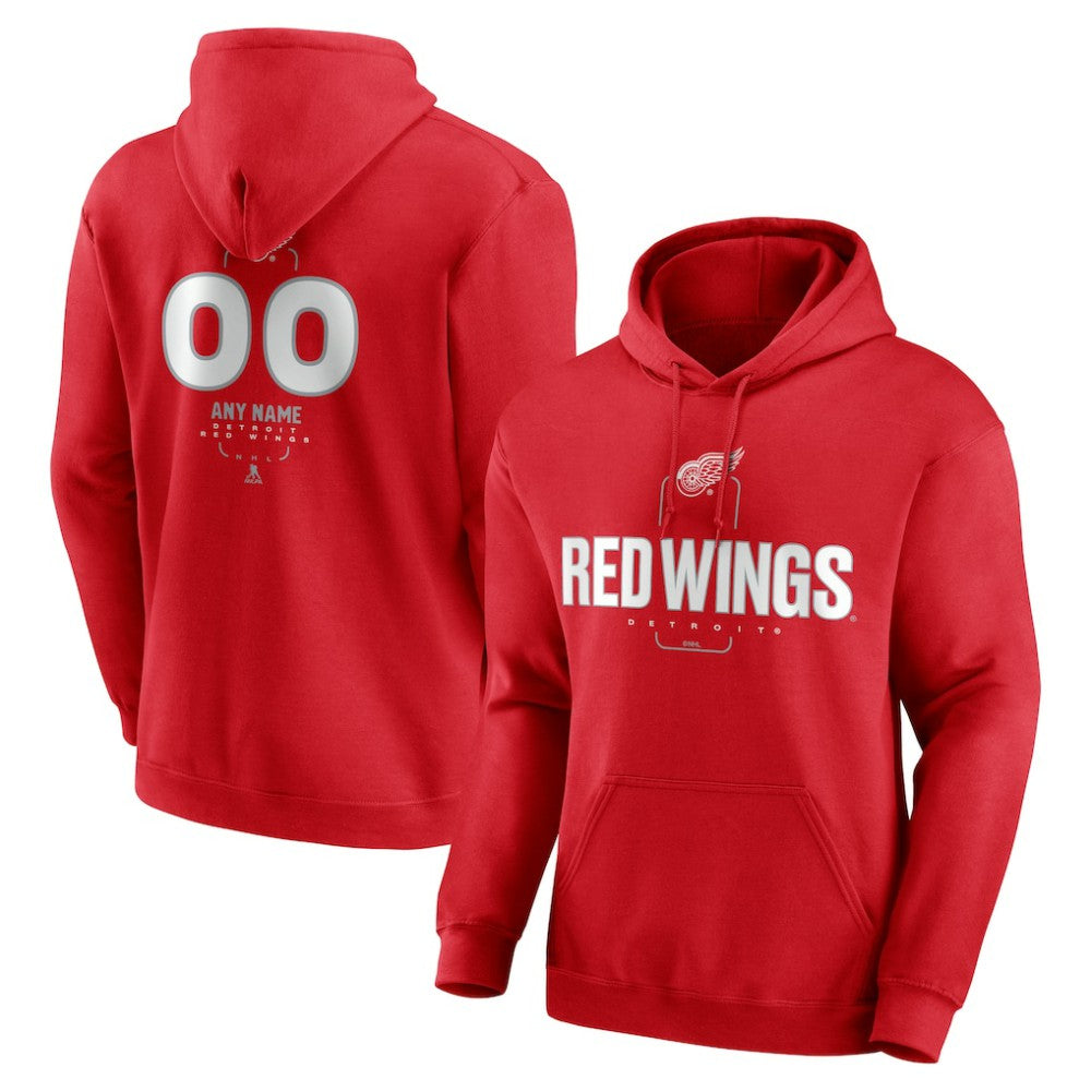 Detroit Red Wings Personalized Name & Number Midfielder Pullover Hoodie Red