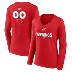 Detroit Red Wings Women's Personalized Name & Number Midfielder Long Sleeve V-Neck T-Shirt Red