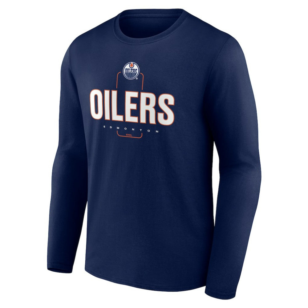 Edmonton Oilers Personalized Name & Number Midfielder Long Sleeve T-Shirt Navy