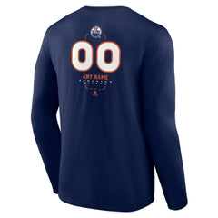 Edmonton Oilers Personalized Name & Number Midfielder Long Sleeve T-Shirt Navy