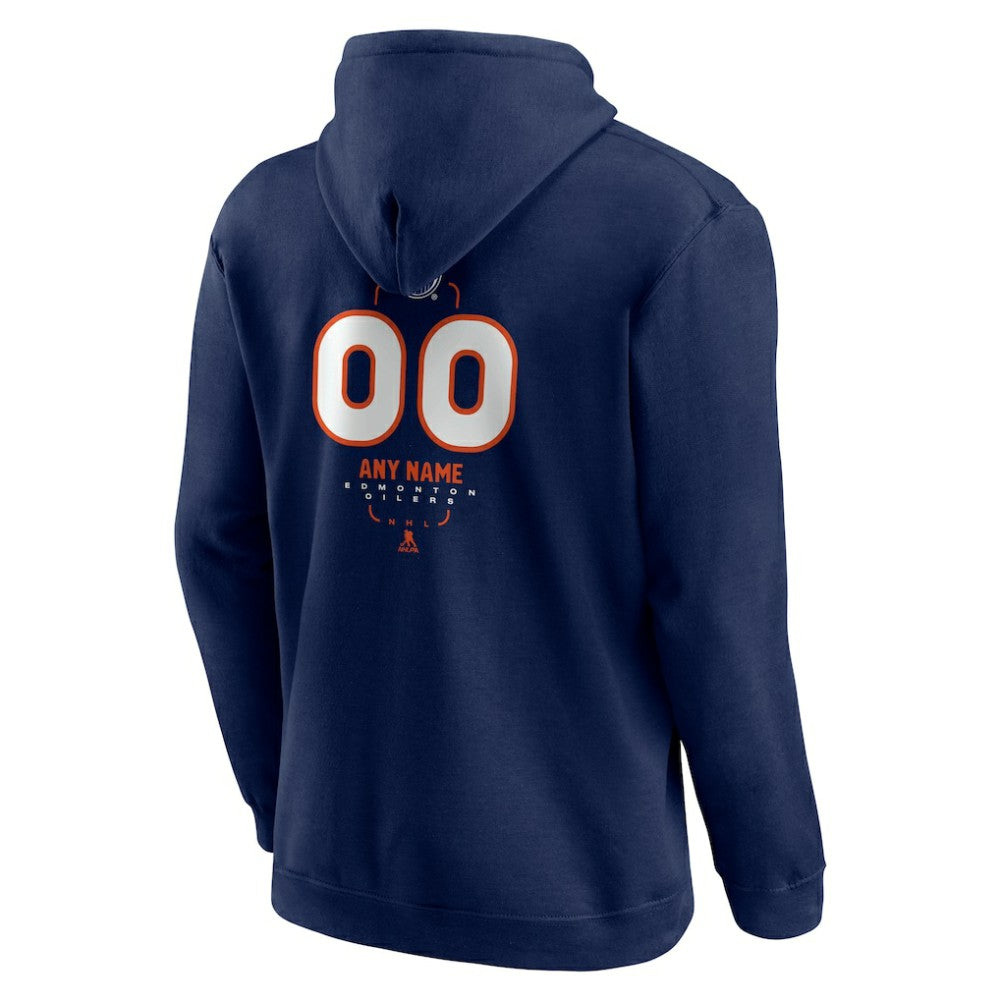 Edmonton Oilers Personalized Name & Number Midfielder Pullover Hoodie Navy