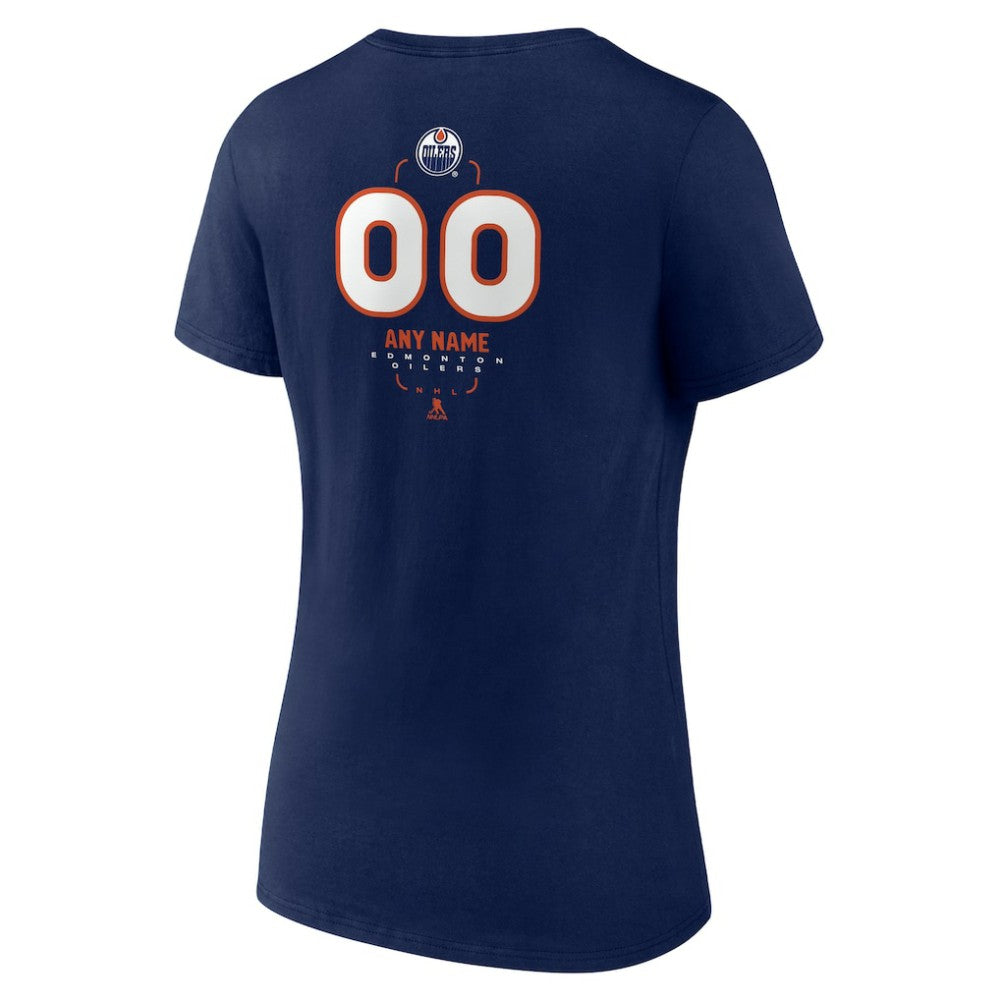 Edmonton Oilers Women's Personalized Name & Number Midfielder V-Neck T-Shirt Navy