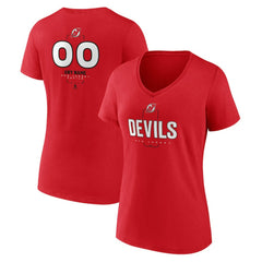 New Jersey Devils Women's Personalized Name & Number Midfielder V-Neck T-Shirt Red