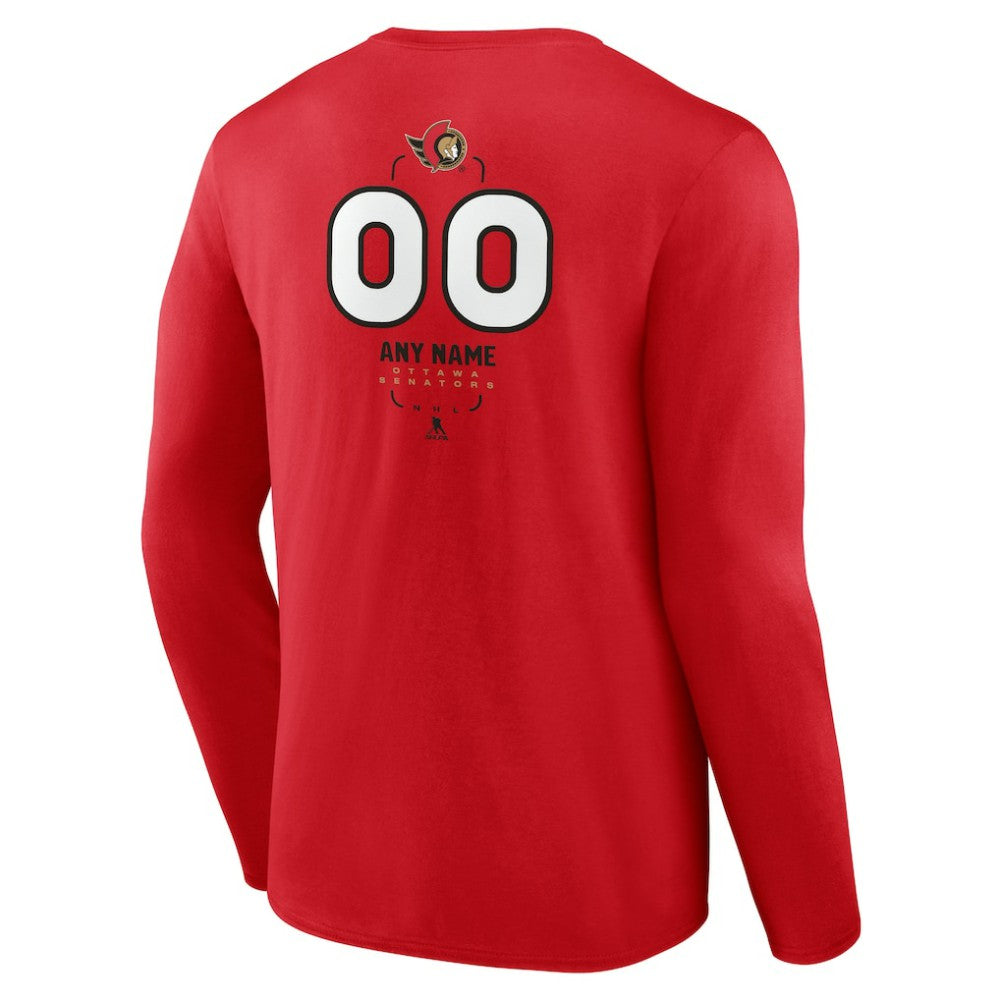 Ottawa Senators Personalized Name & Number Midfielder Long Sleeve T-Shirt Red