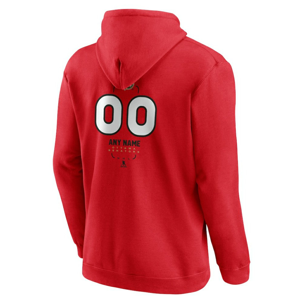 Ottawa Senators Personalized Name & Number Midfielder Pullover Hoodie Red