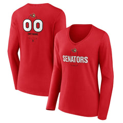 Ottawa Senators Women's Personalized Name & Number Midfielder Long Sleeve V-Neck T-Shirt Red