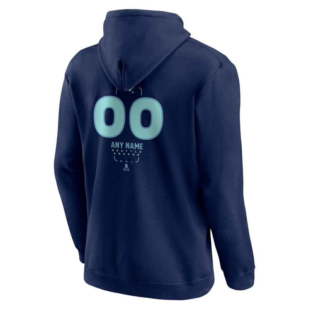 Seattle Kraken Personalized Name & Number Midfielder Pullover Hoodie Deep Sea Blue