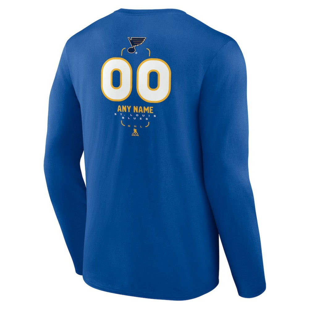 St. Louis Blues Personalized Name & Number Midfielder Long Sleeve T-Shirt Blue