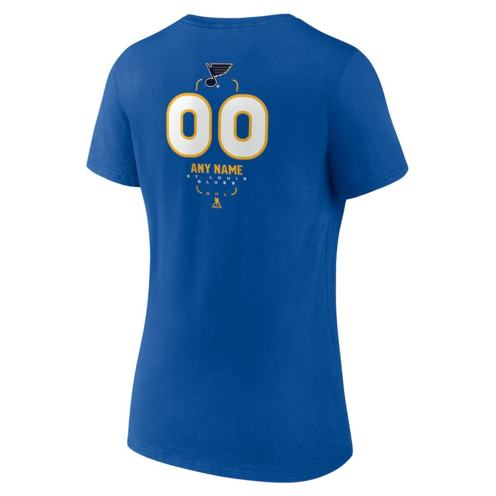 St. Louis Blues Women's Personalized Name & Number Midfielder V-Neck T-Shirt Blue