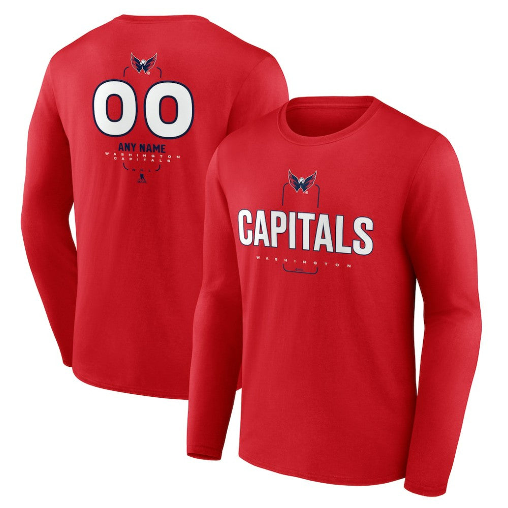 Washington Capitals Personalized Name & Number Midfielder Long Sleeve T-Shirt Red