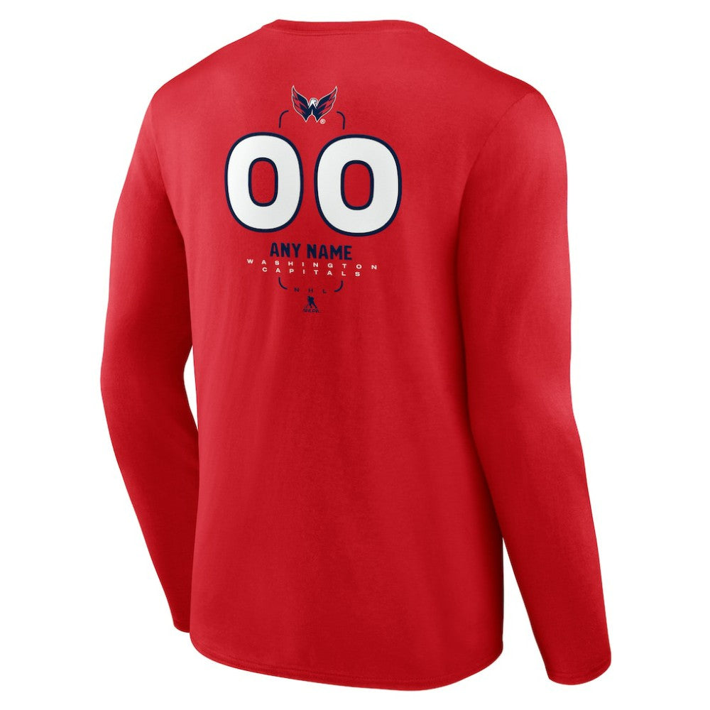 Washington Capitals Personalized Name & Number Midfielder Long Sleeve T-Shirt Red