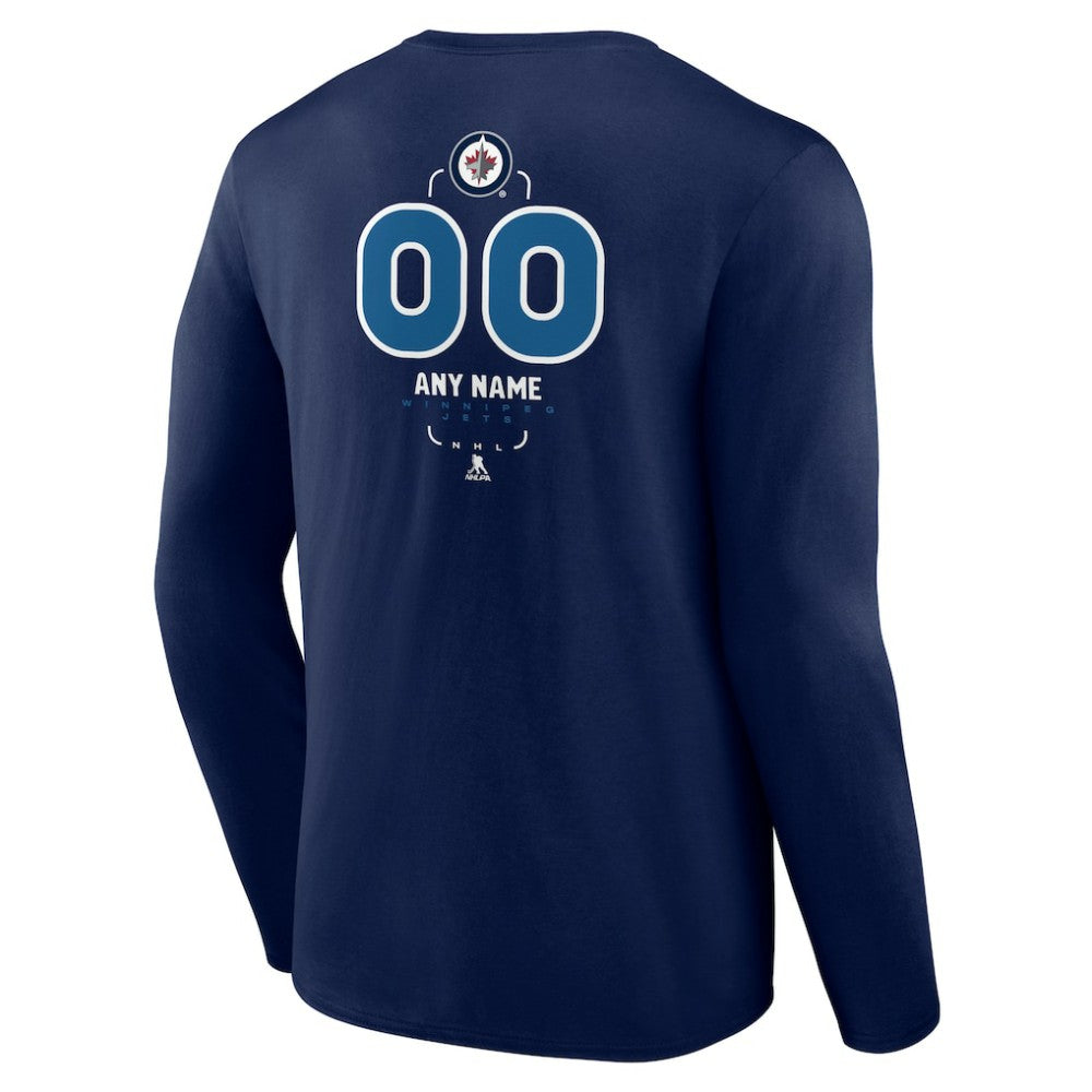 Winnipeg Jets Personalized Name & Number Midfielder Long Sleeve T-Shirt Navy