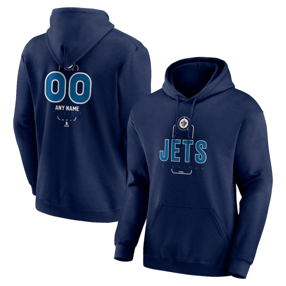 Winnipeg Jets Personalized Name & Number Midfielder Pullover Hoodie Navy