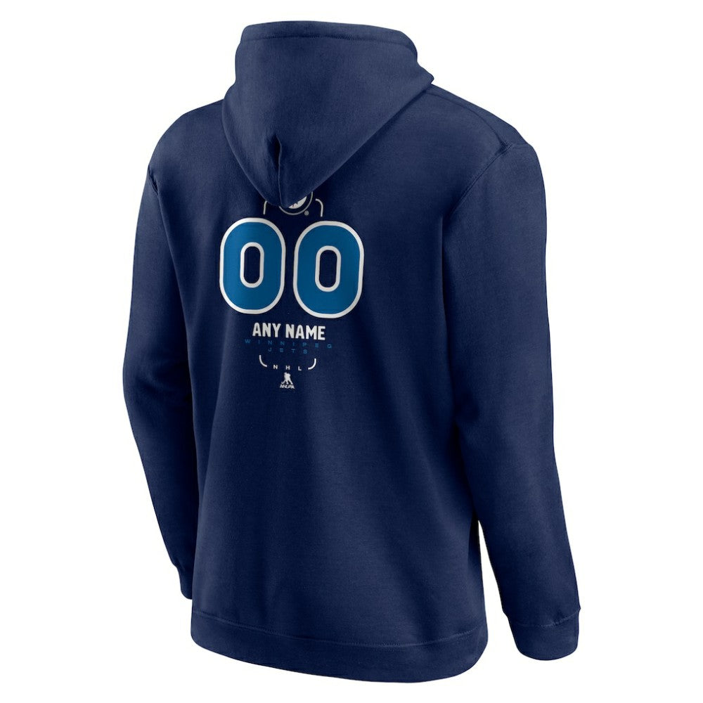 Winnipeg Jets Personalized Name & Number Midfielder Pullover Hoodie Navy