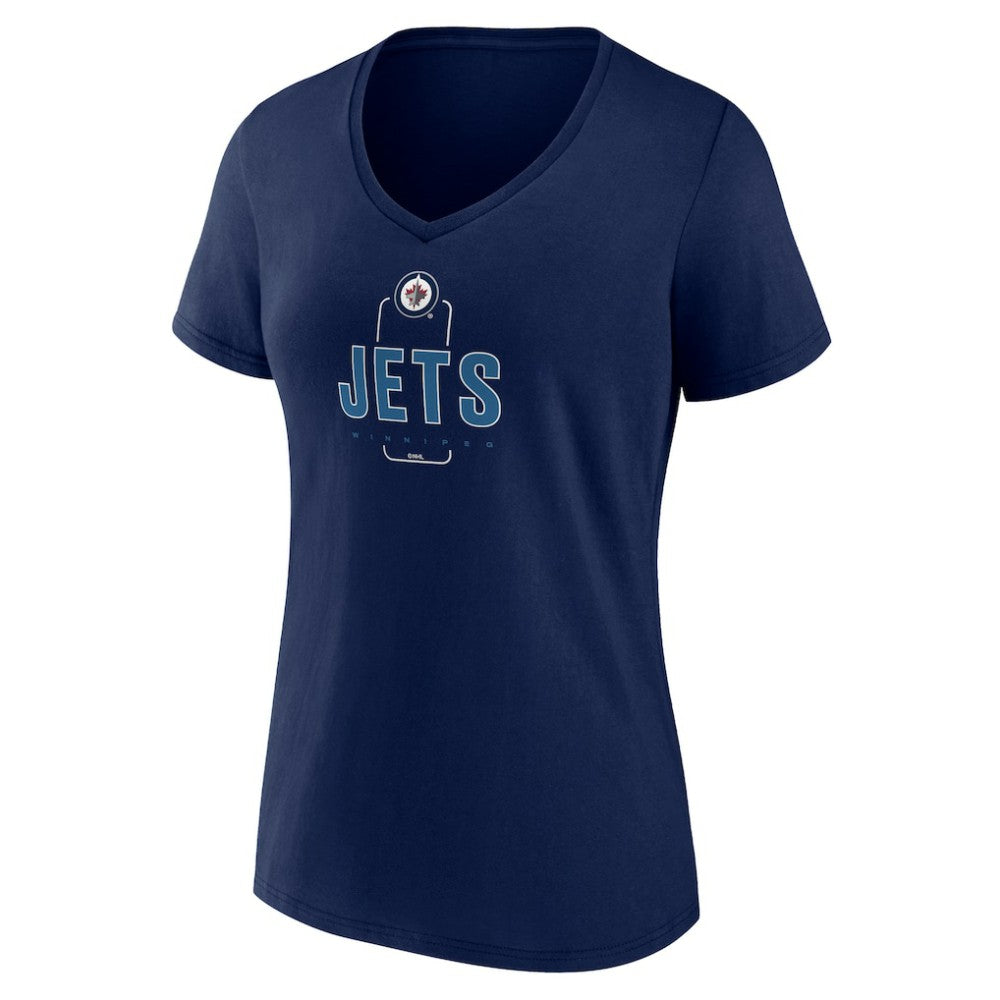 Winnipeg Jets Women's Personalized Name & Number Midfielder V-Neck T-Shirt Navy