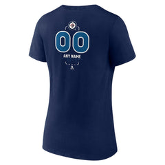 Winnipeg Jets Women's Personalized Name & Number Midfielder V-Neck T-Shirt Navy
