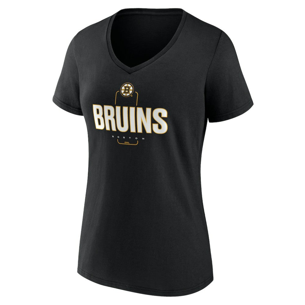 Boston Bruins Women's Personalized Name & Number Midfielder V-Neck T-Shirt Black