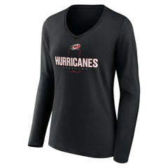 Carolina Hurricanes Women's Personalized Name & Number Midfielder Long Sleeve V-Neck T-Shirt Black