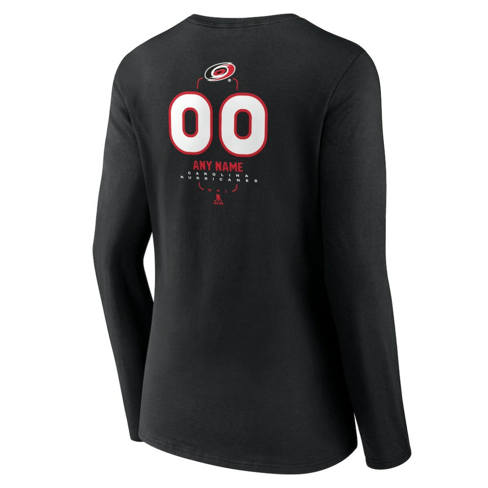 Carolina Hurricanes Women's Personalized Name & Number Midfielder Long Sleeve V-Neck T-Shirt Black
